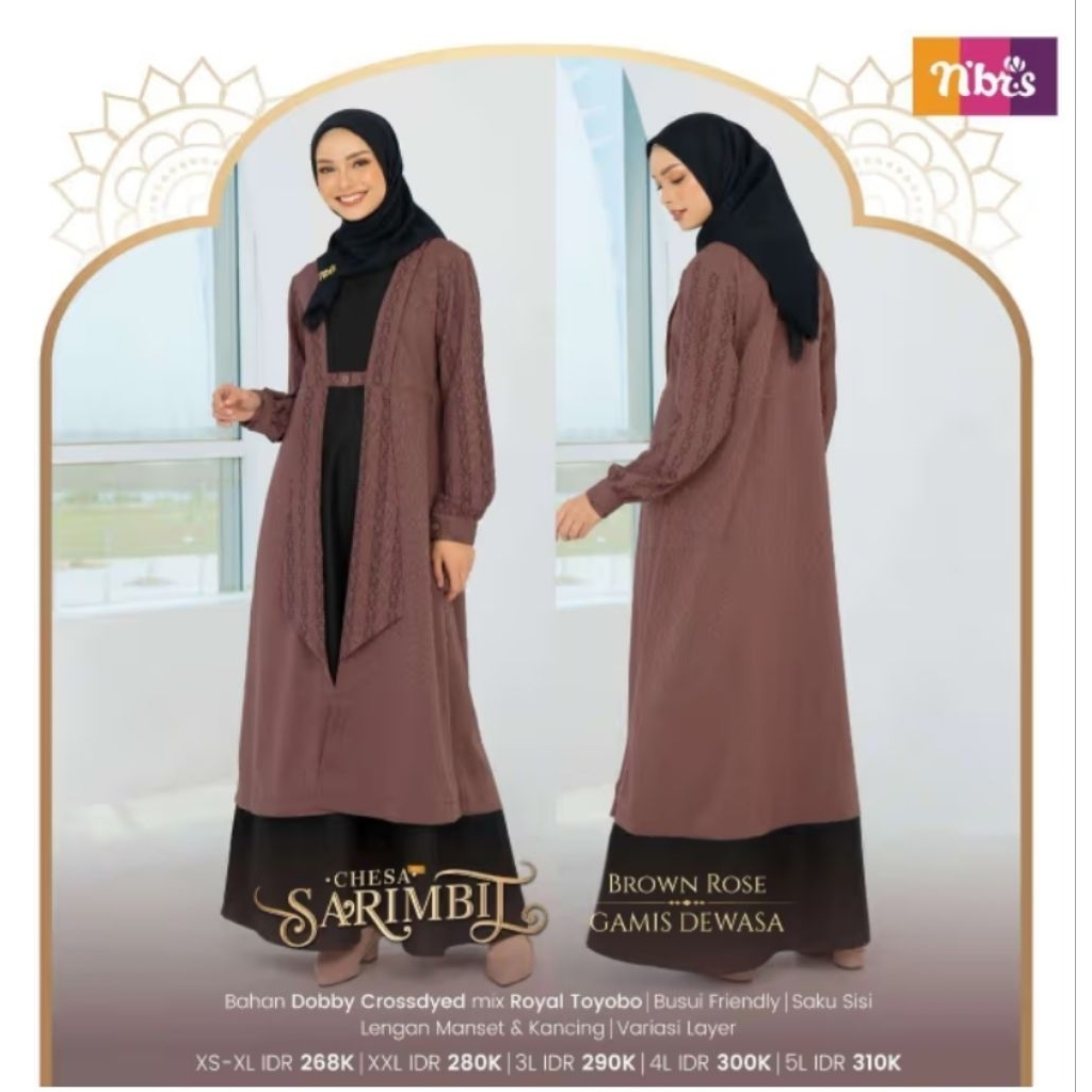 chesa gamis brown (size xl dipermak jd s)