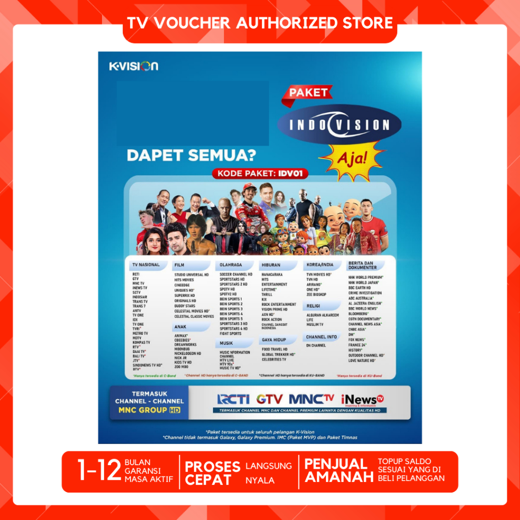 Voucher Kvision Paket Indovision 360 Hari K-Vision