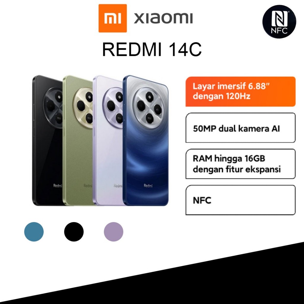 【PELUNCURAN BARU】Asli HP XIAOMI REDMI 14C RAM 8/256GB 5G Smartphone Android Garansi 3 tahun hadiah g