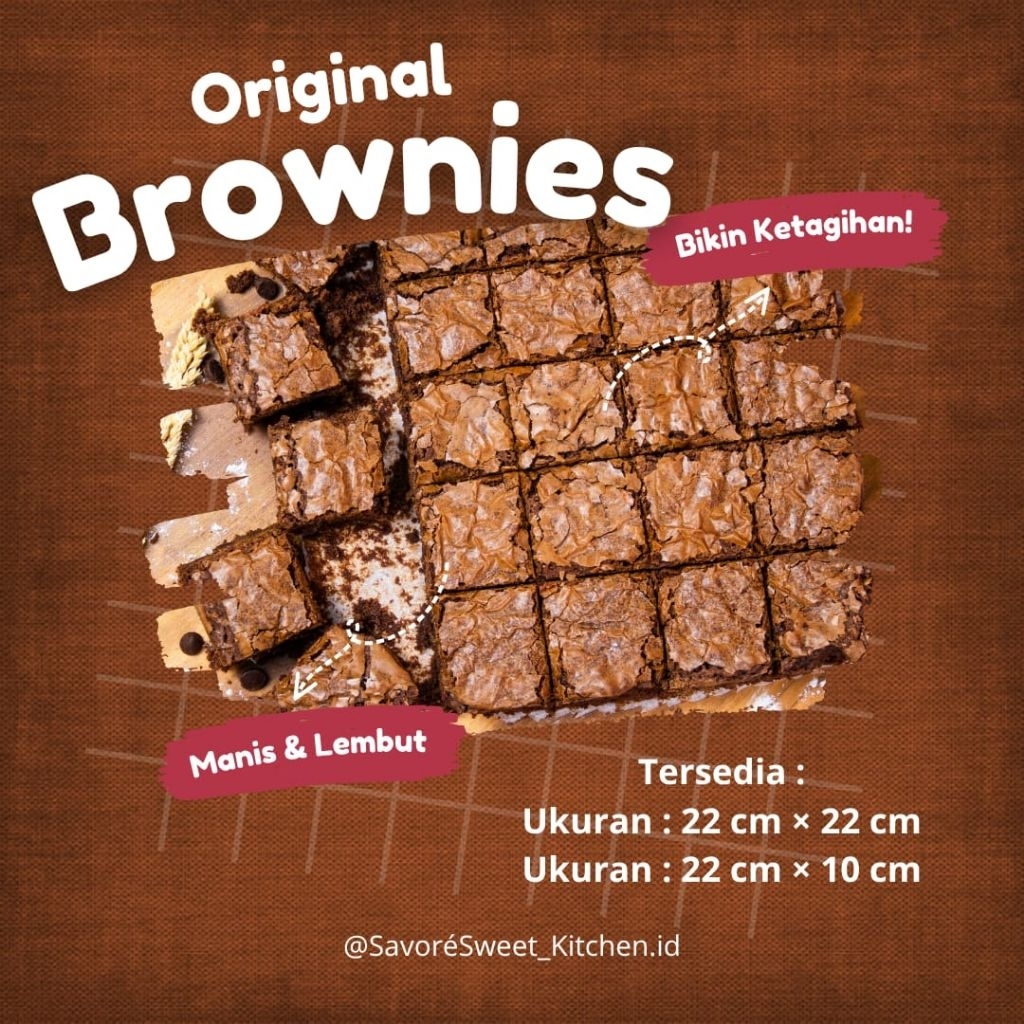 

Fudgy Brownies Original/Brownies Panggang Original Kekinian