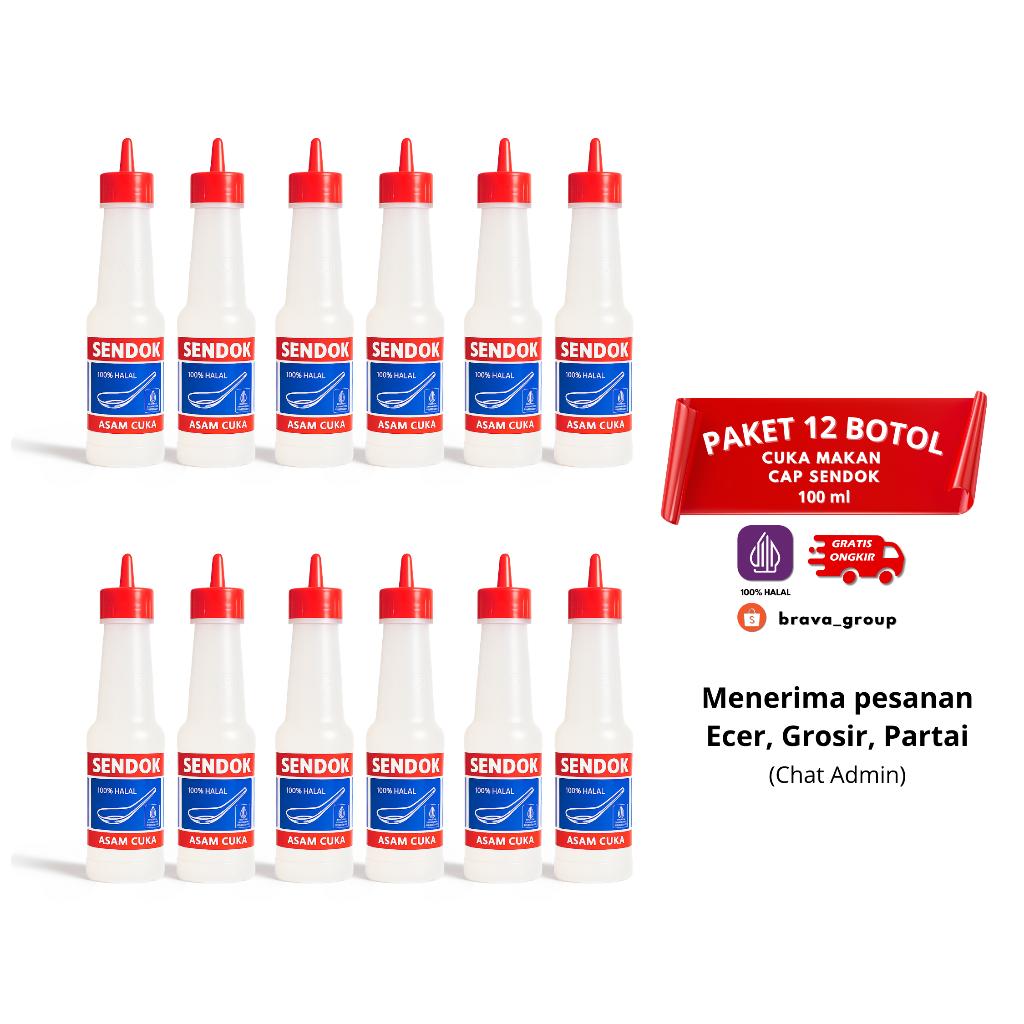 

[PAKET 12 PCS] Cuka Makan Cap Sendok 100ml / CUKA DAPUR CAP SENDOK / CUKA BAKSO / Cuka Murah 100cc