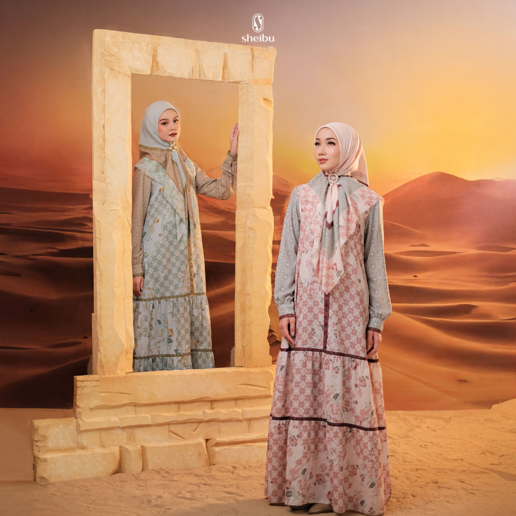 Sheibu Luma Series Gamis Dress Muslim Daily Basic Formal Printing Premium Adem Tidak Menerawang