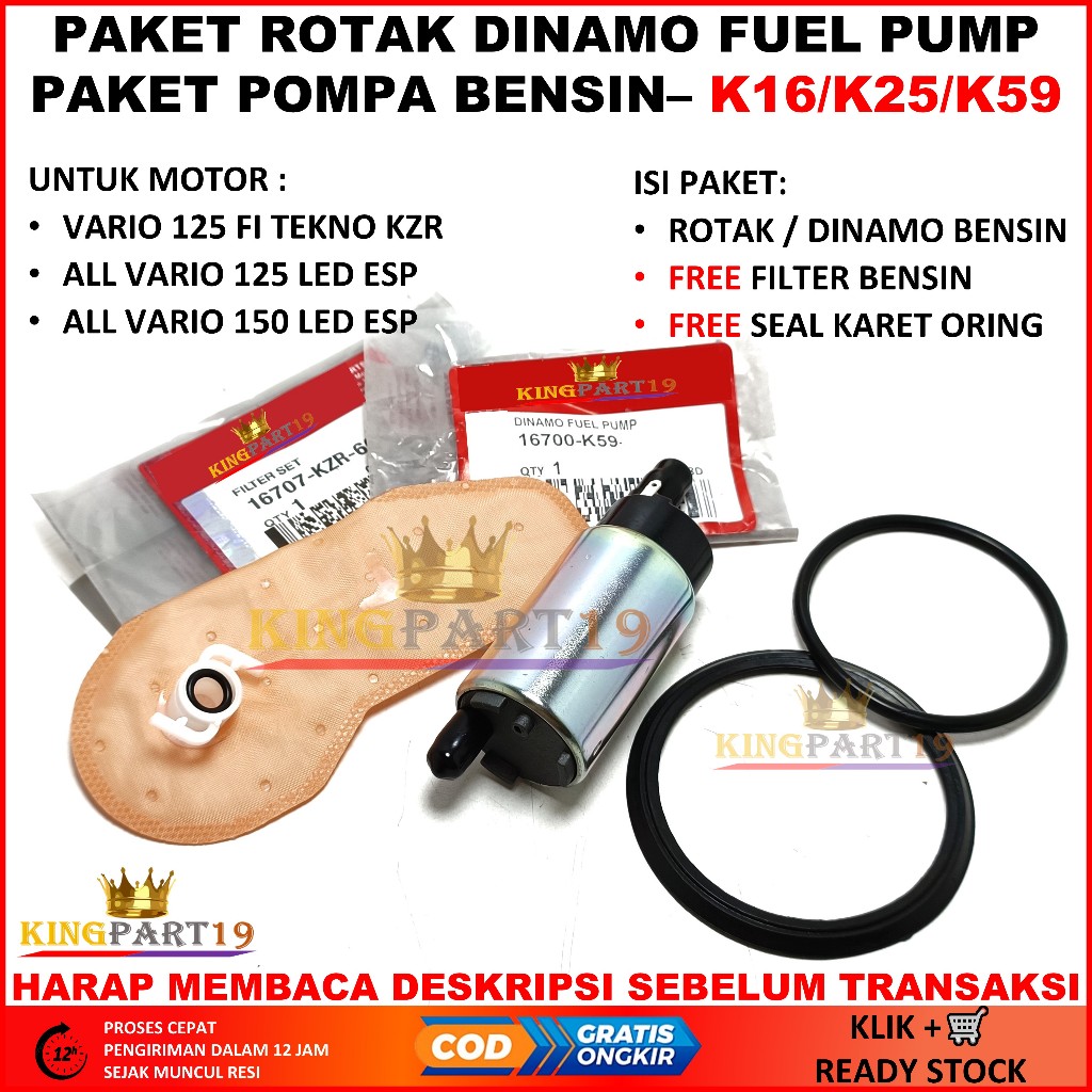 PAKET ROTAK DINAMO FUEL PUMP VARIO 125 150 LED ESP VARIO 125 CBS OLD TECHNO SPACY FI ROTAK K59