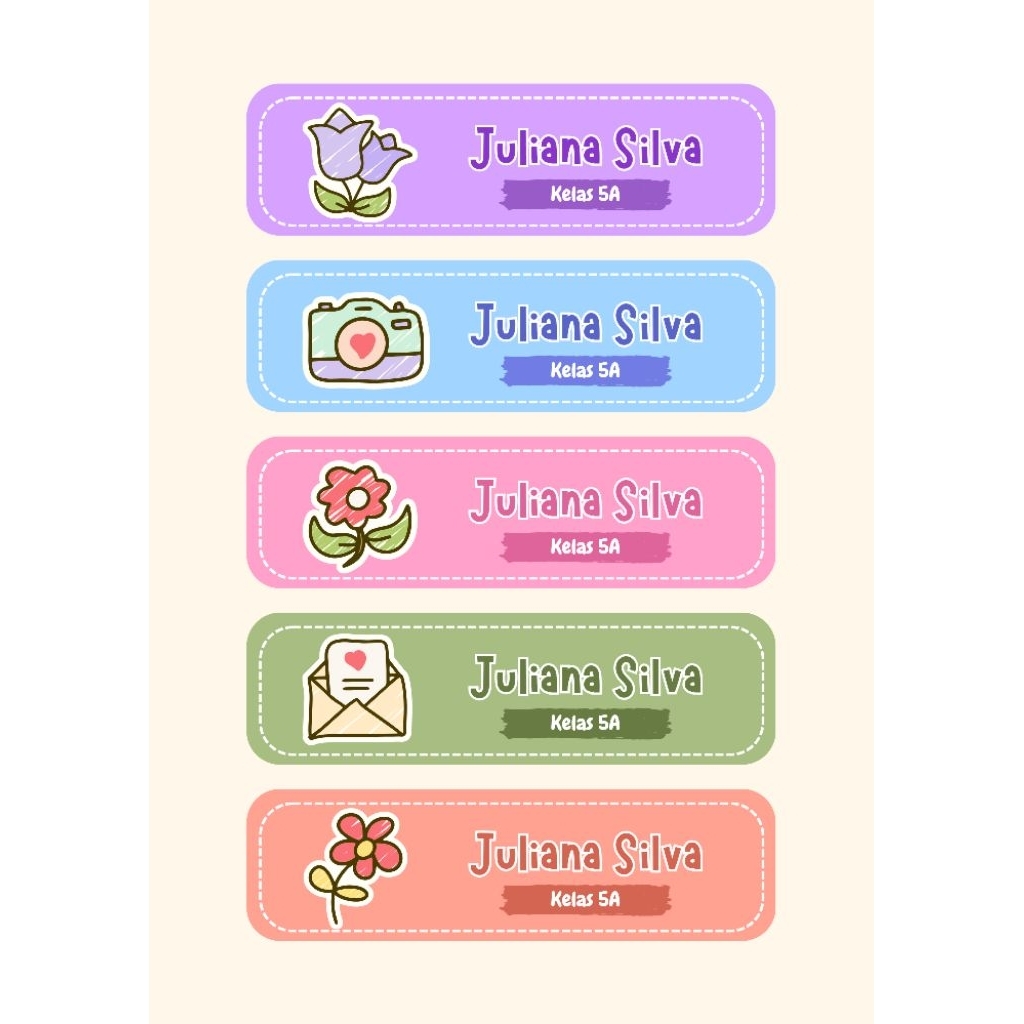 

stiker tag nama 1 lembar isi 65pcs