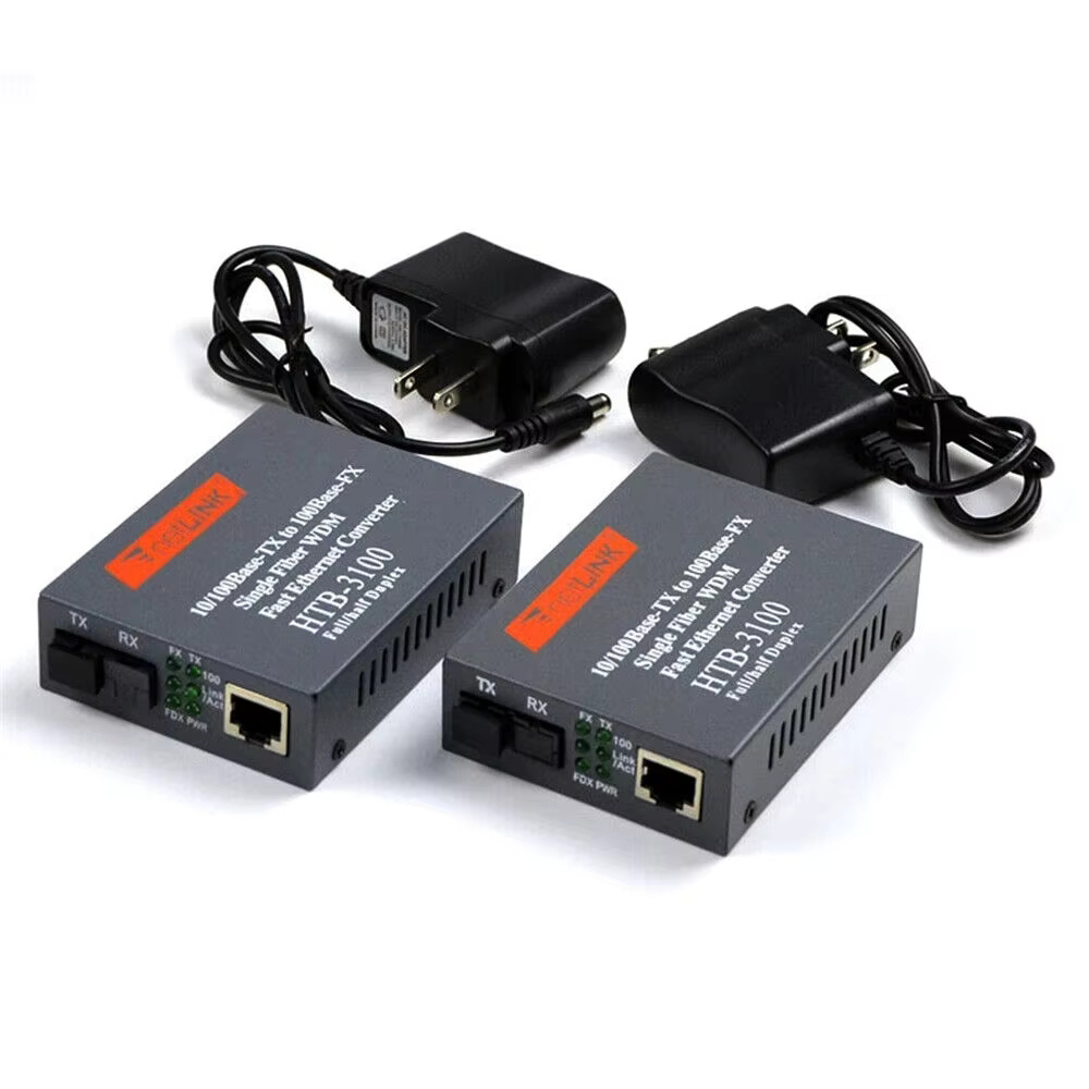 HTB-3100 Sepasang A+B 1 Set Netlink Fiber Optic Media Converter 10/100Mbps