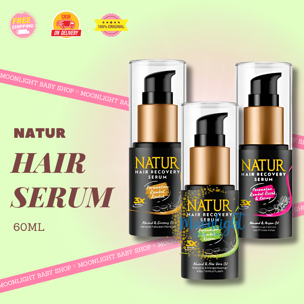 Natur Hair Serum 60ml | Hair Recovery | Merawat Kekuatan Batang Rambut