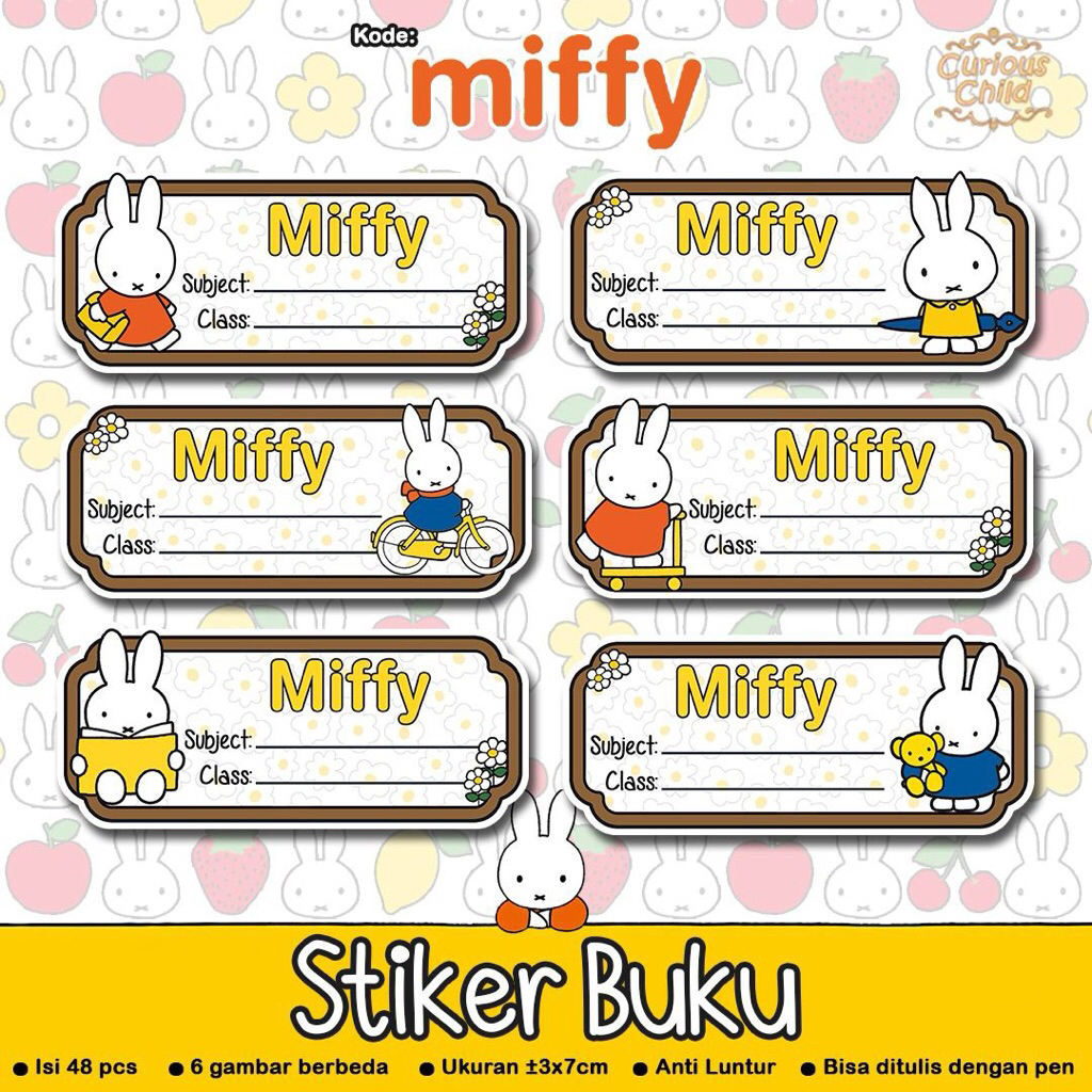 

CuriousChild.Label - 48pcs Sticker Buku - Miffy