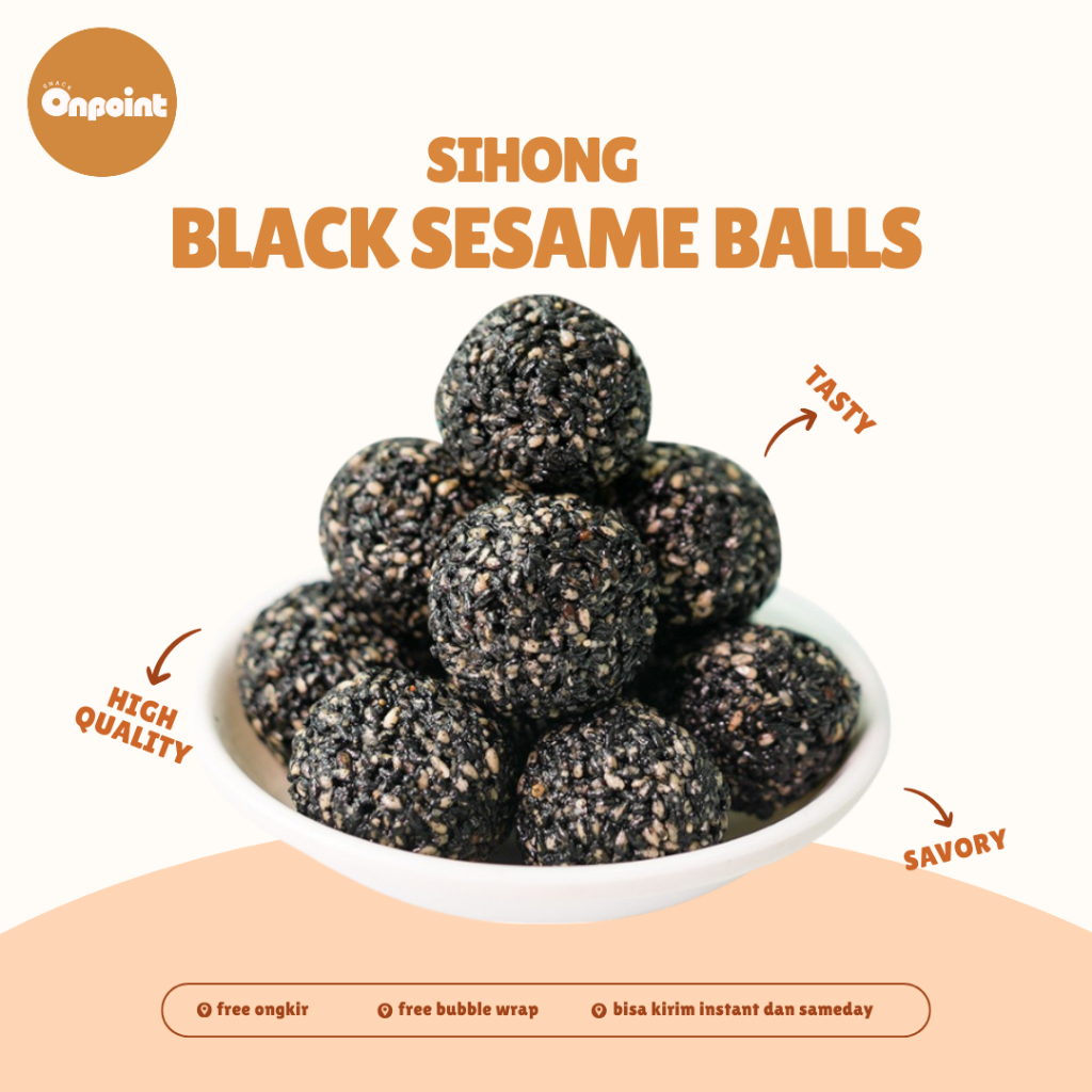 

Sihong Black Sesame Balls | Snack Cemilan Bola Wijen Hitam Kaya Rasa