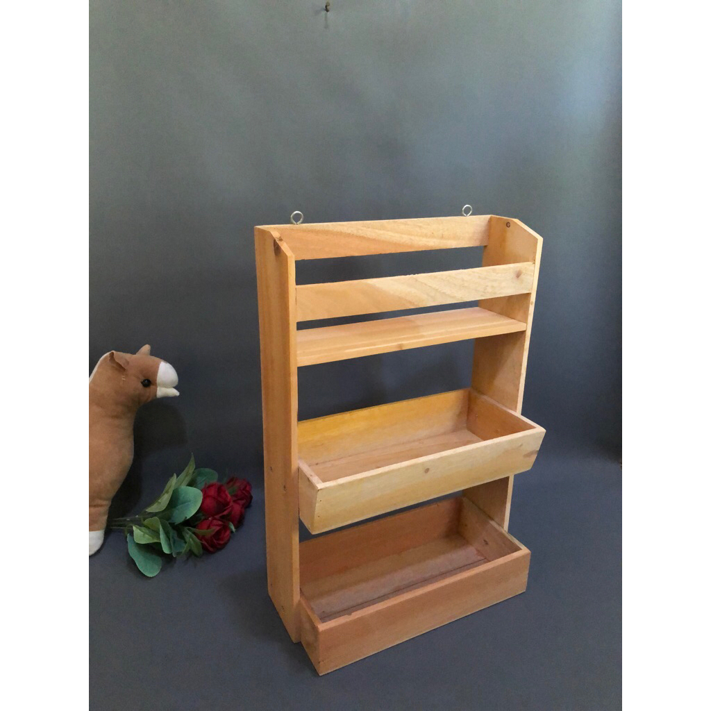 Rak kayu bumbu 3 susun model ganting