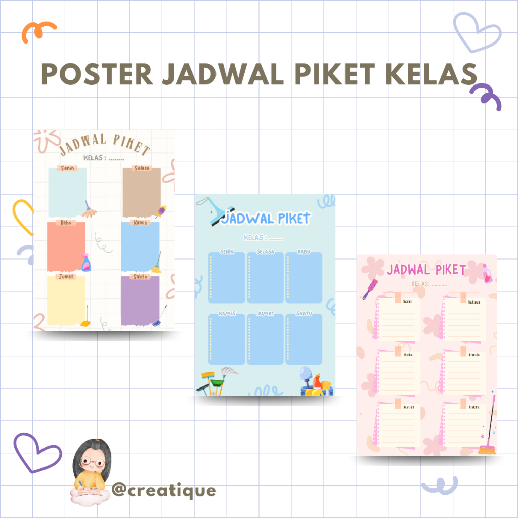 

Poster Jadwal Piket Kelas A4 | Weekly Planner Jadwal Piket Sekolah