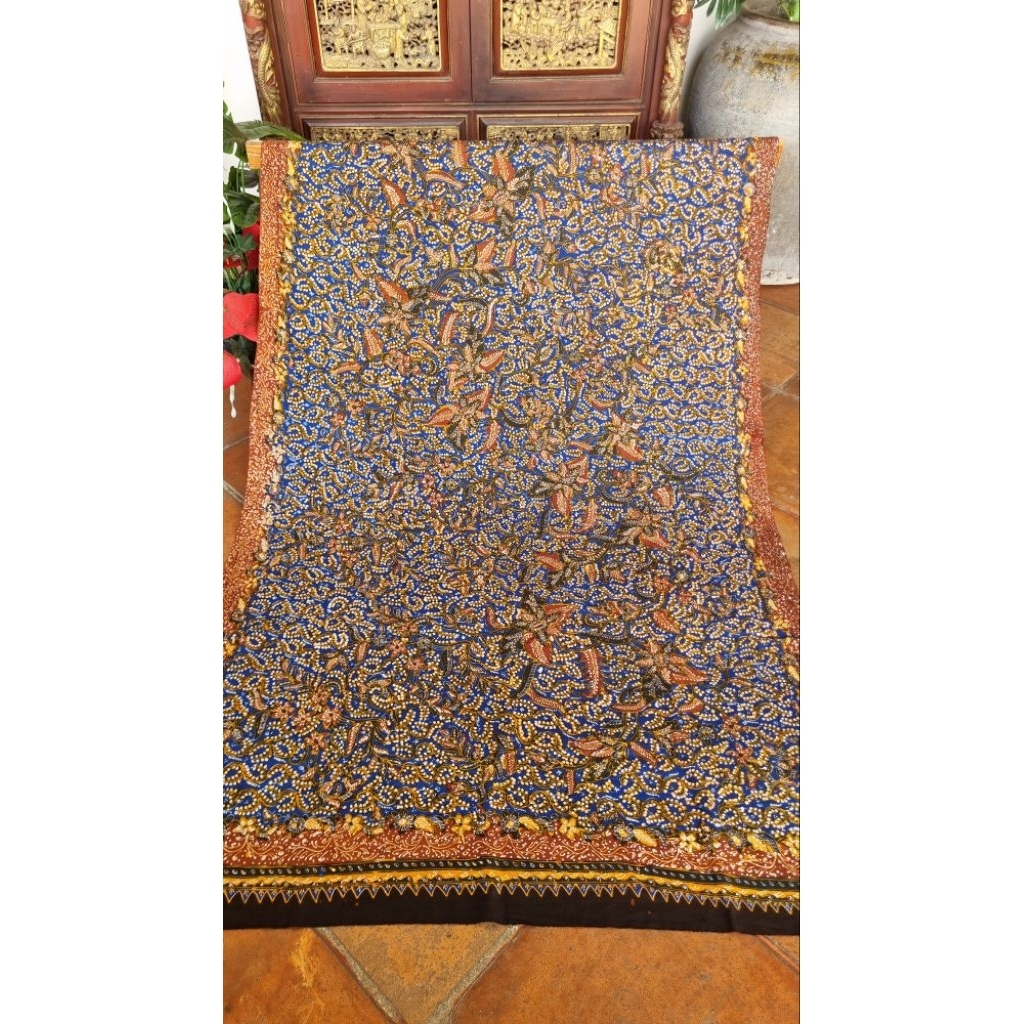 KAIN BATIK FULL 100% TULIS LASEM SERIAN ESTEHAN MOTIF BUNGA RAMBAT KOMBINASI LATOHAN