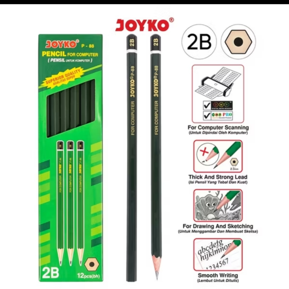 

JOYKO Pensil 2B P-88 1 Box 12 Pcs Pencil Hexagonal P - 88