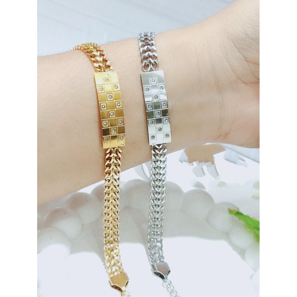 Gelang tangan rantai LV titanium fashion wanita