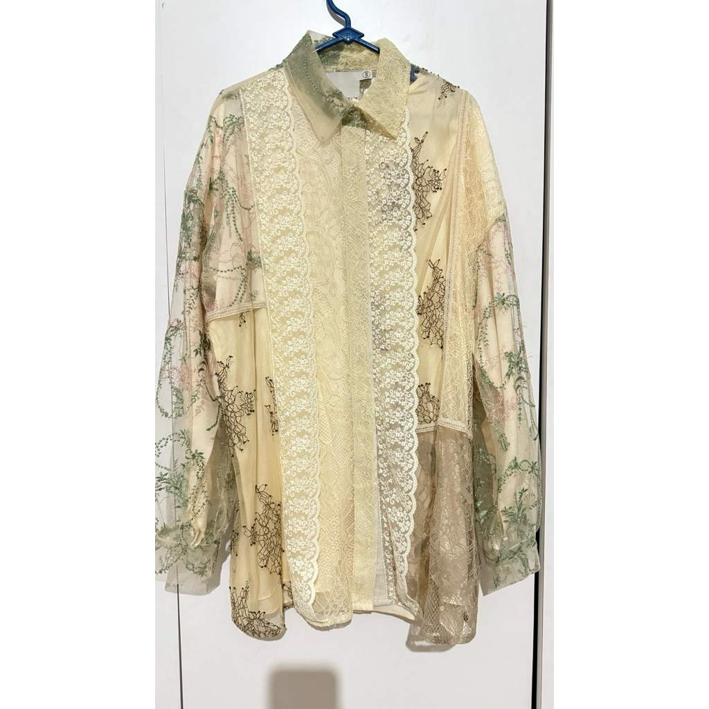 Preloved like new Periwinkle Patchwork Shirt S/M RiaMiranda x IKYK