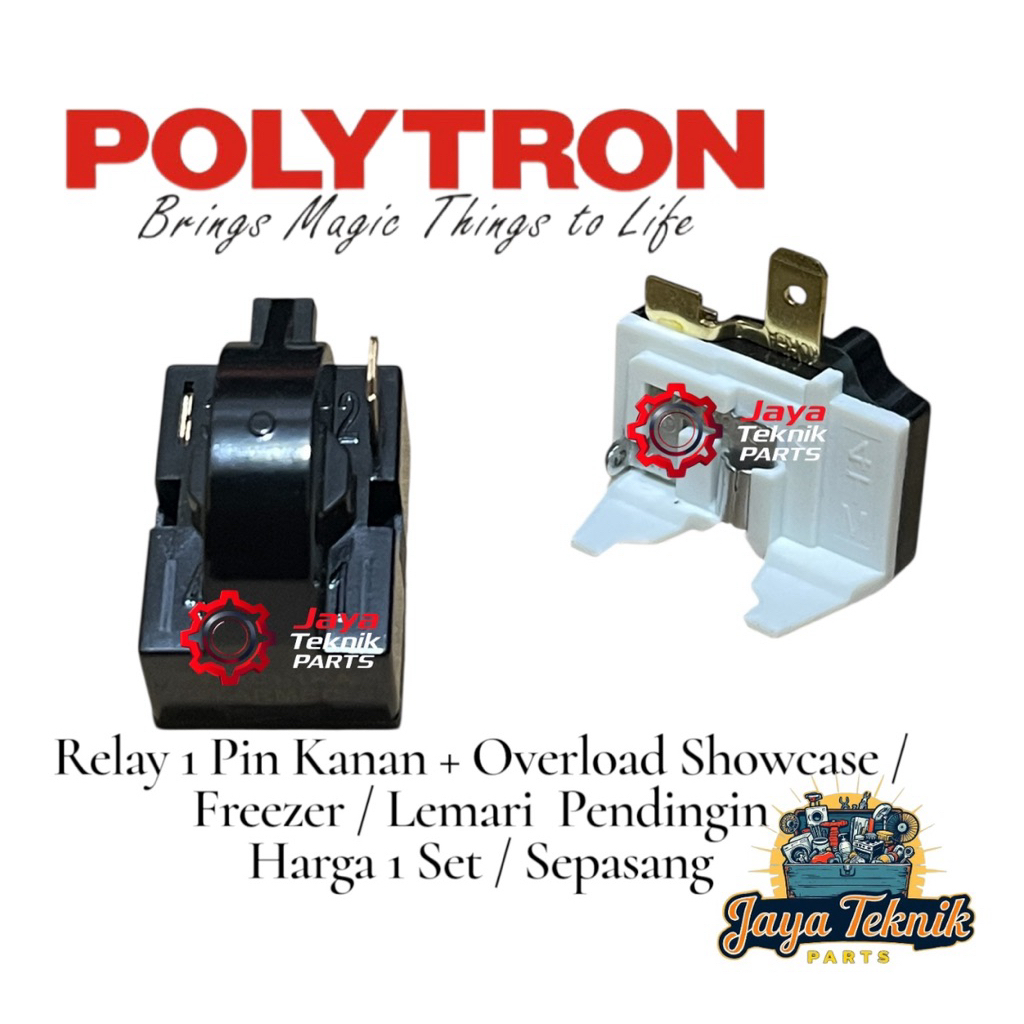 Set Relay Ptc Overload Showcase Polytron / freezer / Lemari Pendingin