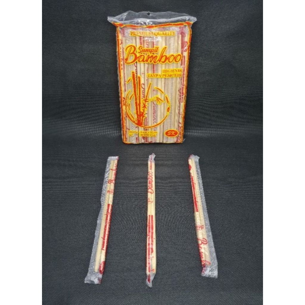 Sumpit Bambu / Bamboo 6 MM x 20 CM Isi 50 Pasang / Sumpit Kayu Steril Higienis