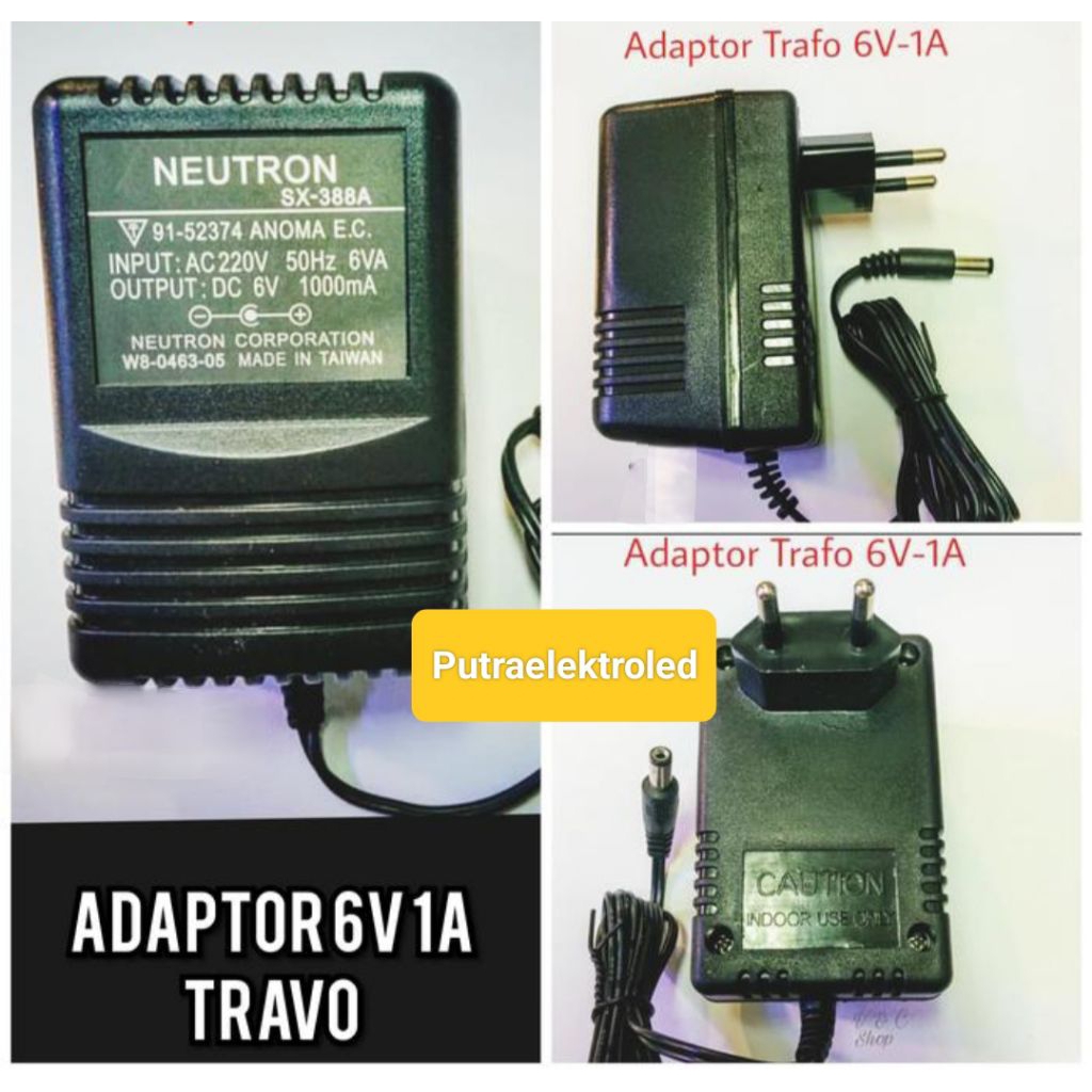 ADAPTOR DC 6V 1A ADAPTOR STABIL INPUT AC 220V NEUTRON
