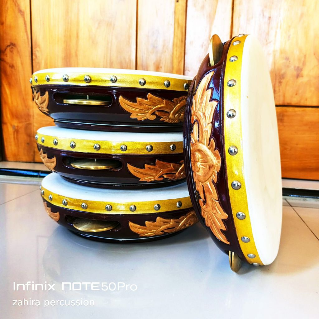 REBANA HADROH KAYU MAHONI UKIR SIZE30