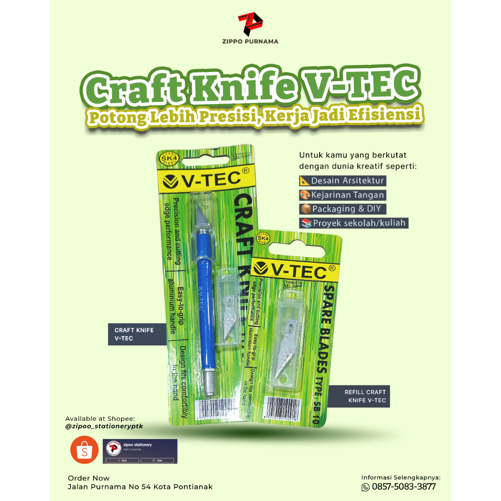 

Craft knife atau pisau pola V-tec CF 20SB
