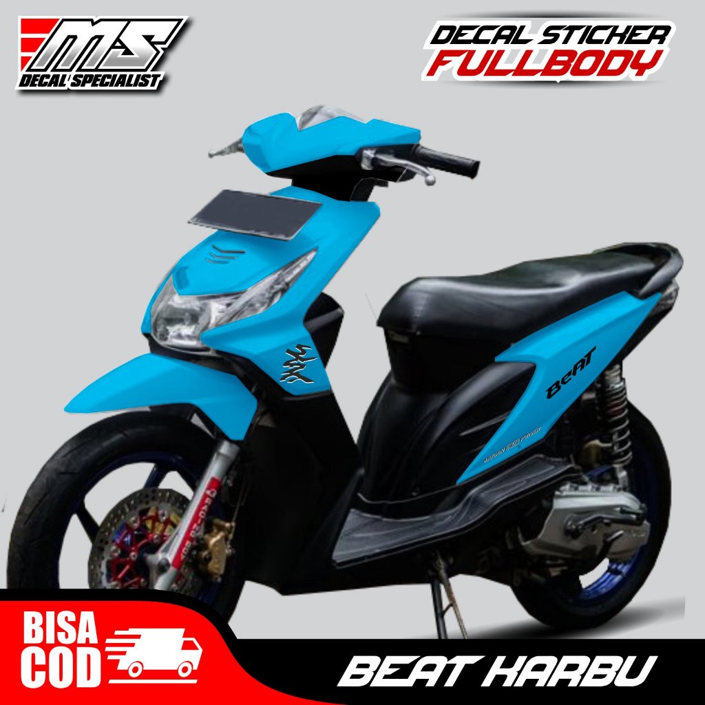 Decal stiker fullbody Honda Beat karbu polosan - stiker motor full body