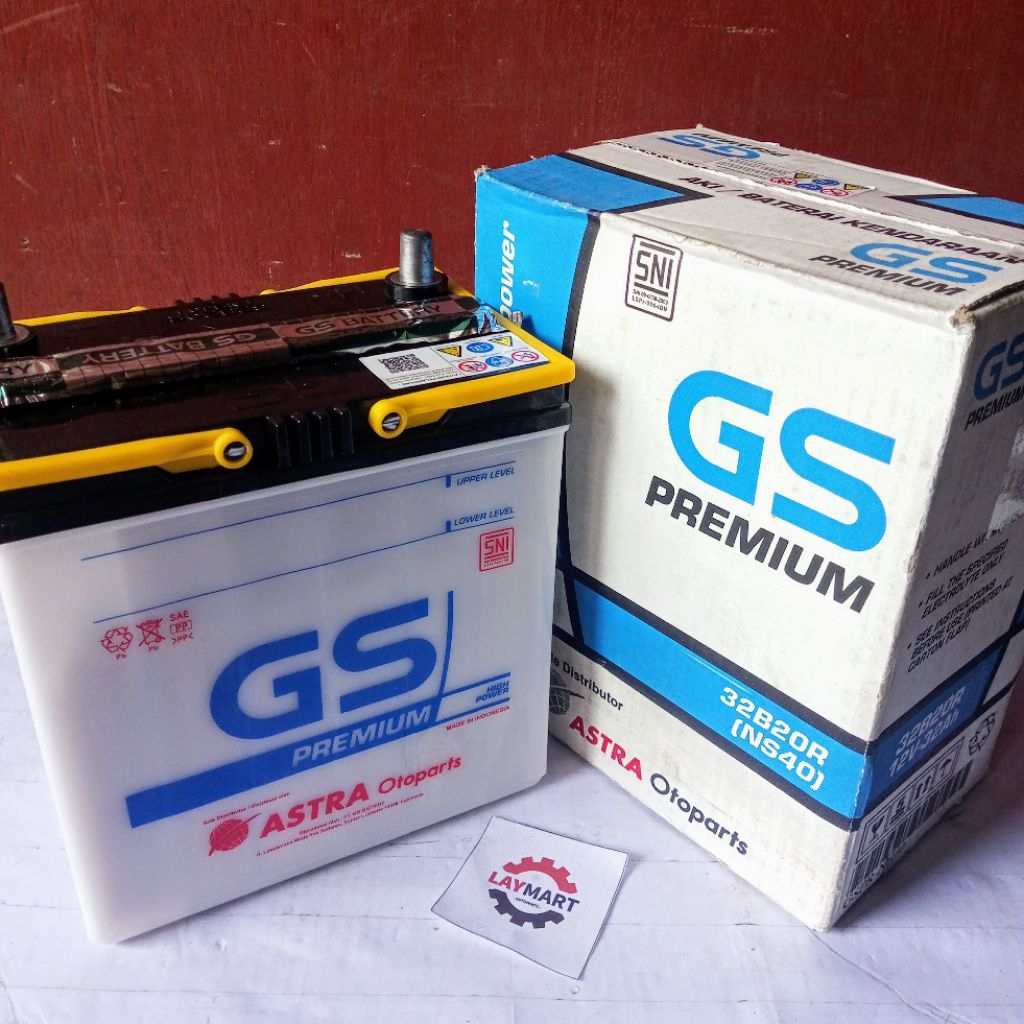 ACCU MOBIL GS PREMIUM NS40 Kapasitas Ampere 32Ah, Tegangan 12 V