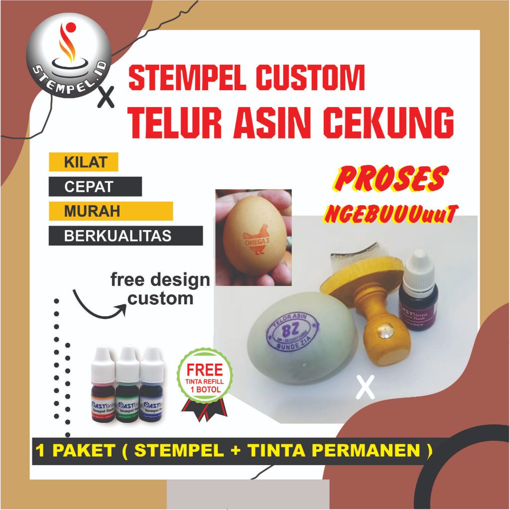 

Stempel Custom Telur Asin Cekung Tinta Permanen I Stempel Cekung I Stempel Telur