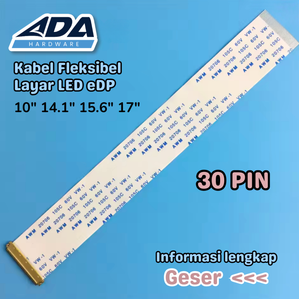 Kabel Layar LCD Laptop 30 Pin eDP Bolak Balik FPC Connector – Kabel Fleksibel LCD Laptop