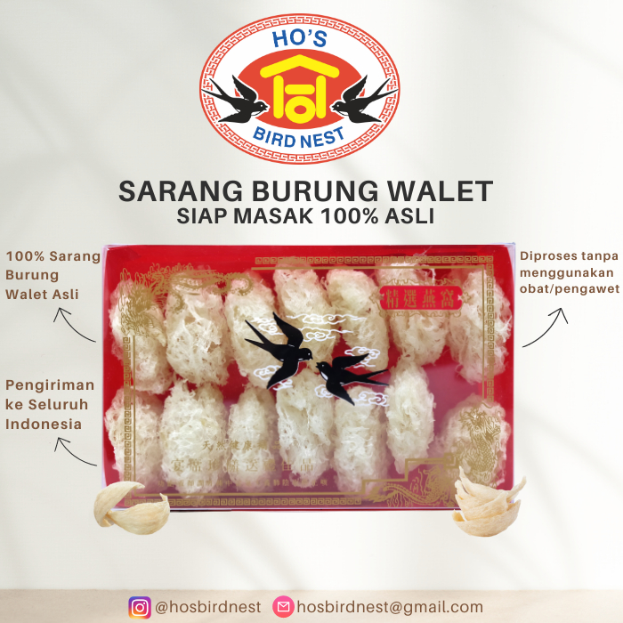

HOSBIRDNEST - Sarang Burung Walet Bersih Mentah Kering Premium 100 Gram Siap Masak 100% Asli Tanpa Obat dan Pengawet