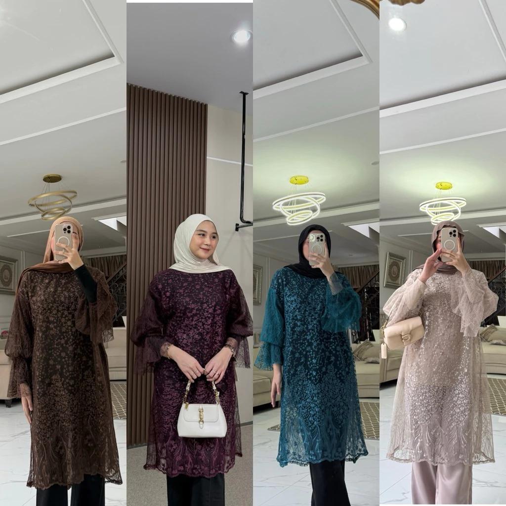 Jena Tunik Tulle Chantily Tunik Kondangan Kekinian Outfit Simple Dan Elegan Dress Wanita Terbaru