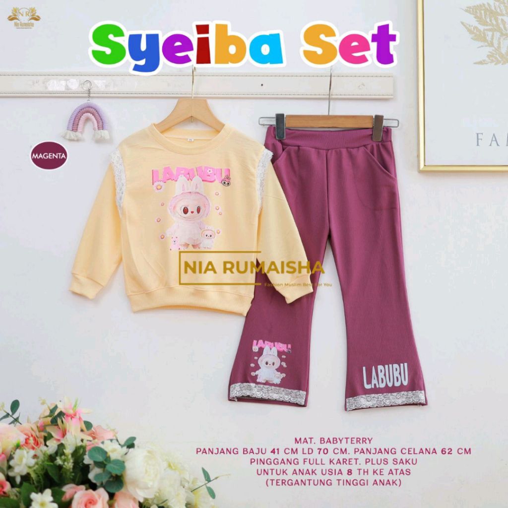 Baju Setelan Anak Labubu Set Kids By Amelia Untuk Usia 7-12 Tahun ( Bisa COD ) Syeiba Set Kids