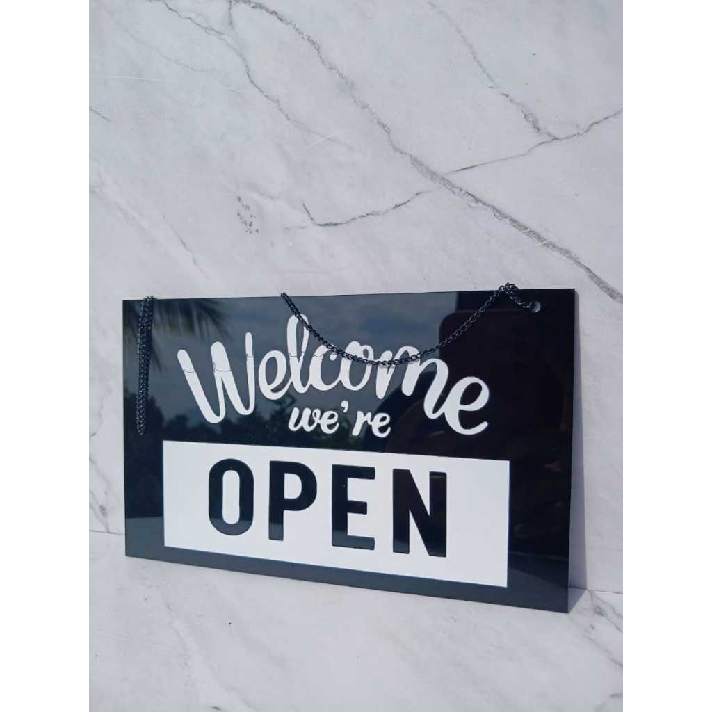 SIGN OPEN/CLOSE POPUP AKRILIK ANTI LUNTUR | GANTUNGAN OPEN/CLOSE
