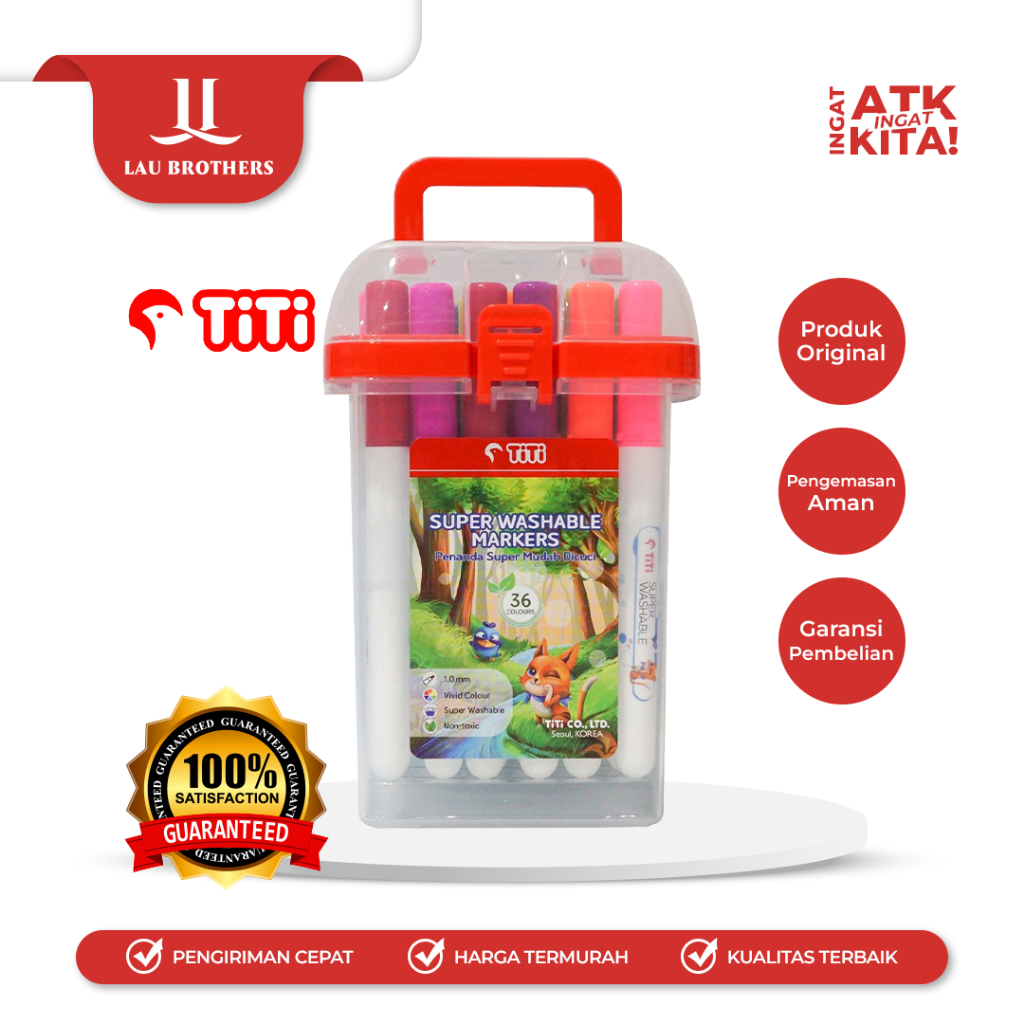 

TITI 36C SPIDOL WARNA MUDAH DICUCI/ SUPER WASHABLE MARKERS TI-SWM-36 (1SET)
