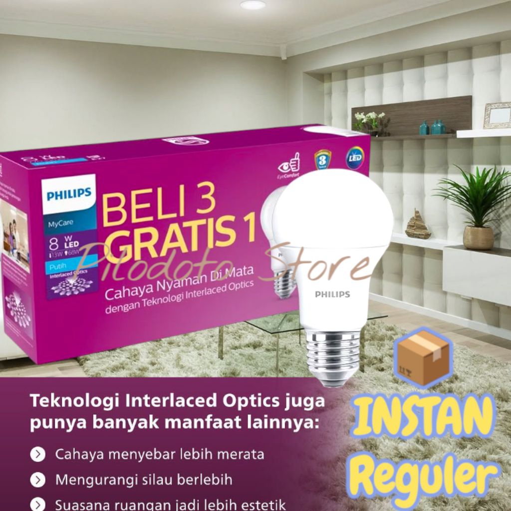 Lampu Philips 5w 7w 8w 10w 11w 12w 14,5w Multipack isi 4 biji Paket lampu Philips Beli 3 Gratis 1 Pa