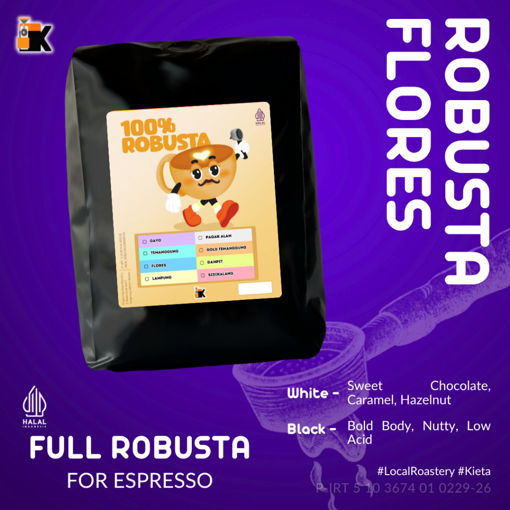 

Kieta Roastery - Biji Kopi Espresso Robusta Flores Manggarai 500g-1kg / Bubuk Roasted Coffee Bean