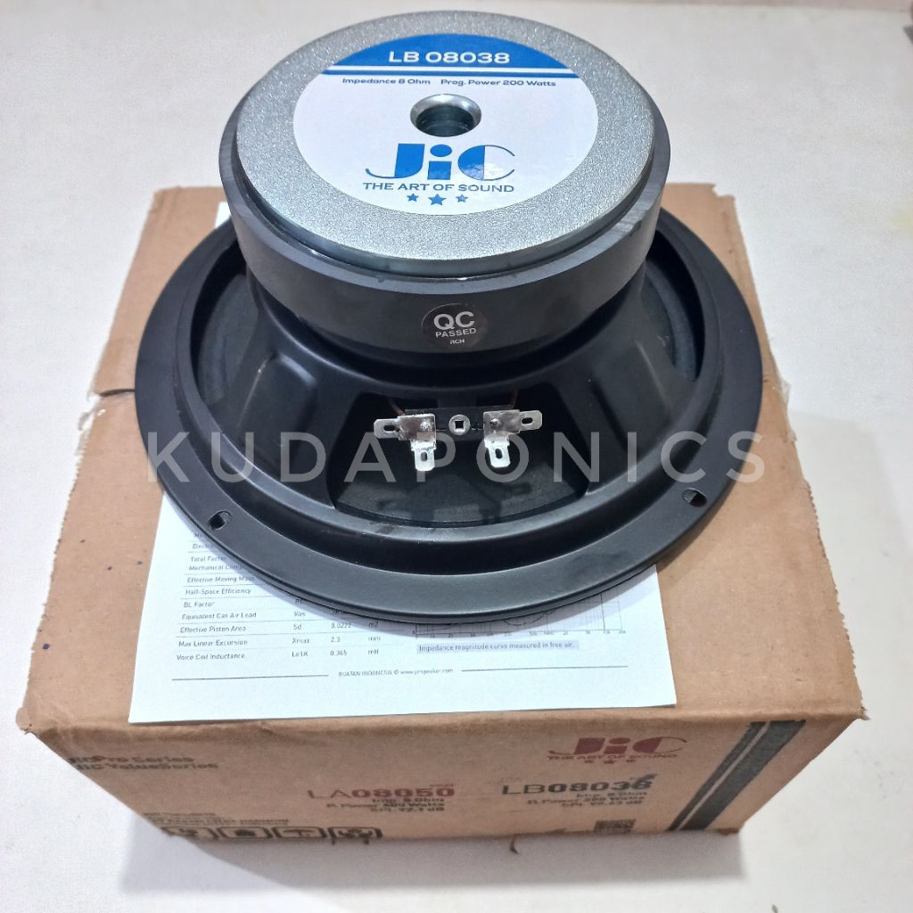 Speaker 8 inch JIC LB 08038 8 ohm 200 Watt Mid Low Vc 1 inch