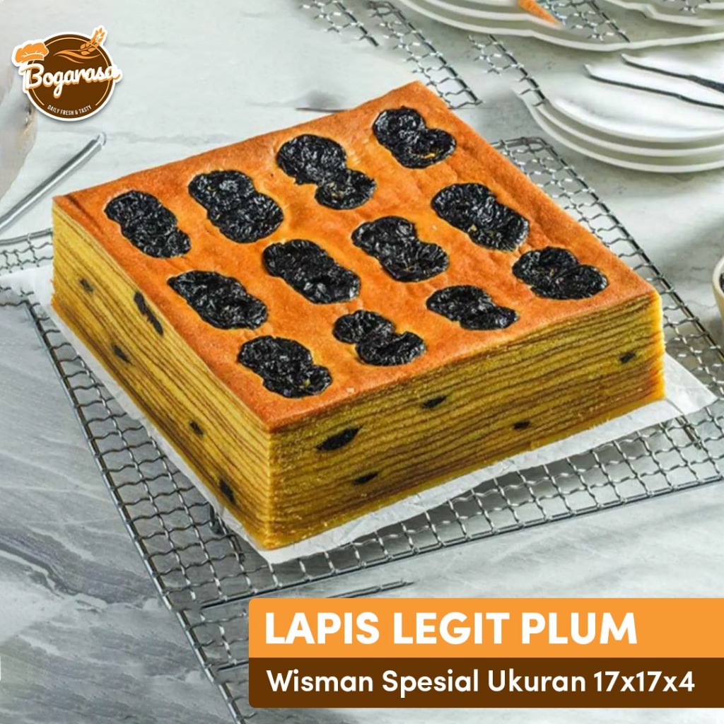 

Bogarasa Cake's - Kue Lapis Legit Plum Full Wisman Spesial Premium Ukuran 17x17x 4 - Roti - Bolu