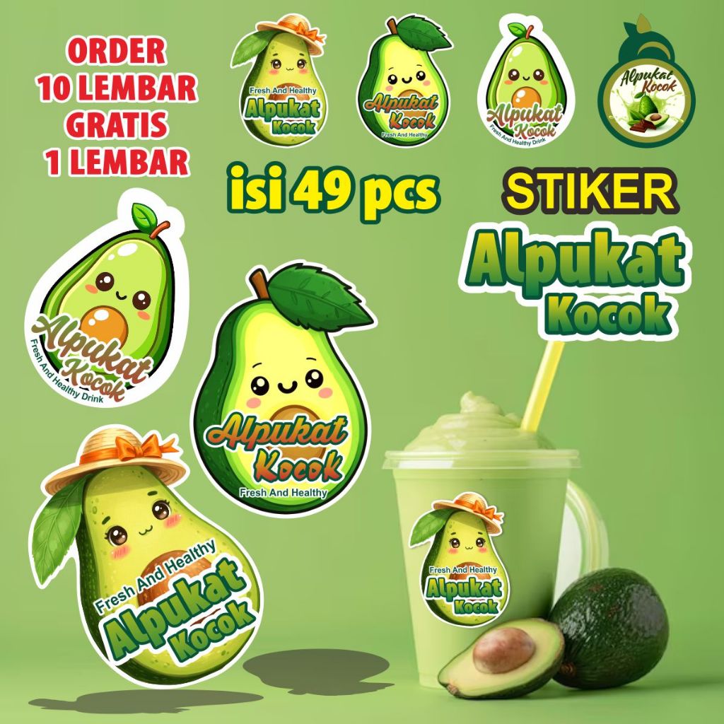 

Stiker label cup ES Alpukat Kocok 1 Lembar isi 49 pcs Ready Stock