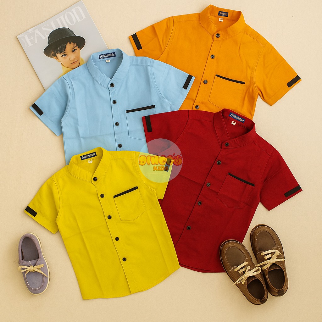 kemeja anak polos baju anak laki laki cowok usia 2-10 tahun