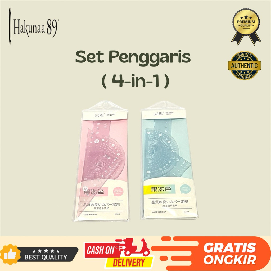 

Set Penggaris 4 in 1 Transparan - Ruler Kit Isi 4 (Segitiga, Busur, Garis) untuk Sekolah & Gambar Teknik