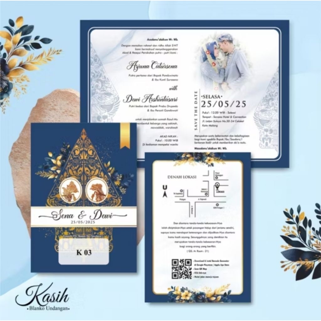 UNDANGAN CETAK PERNIKAHAN TEMA WAYANG MEWAH