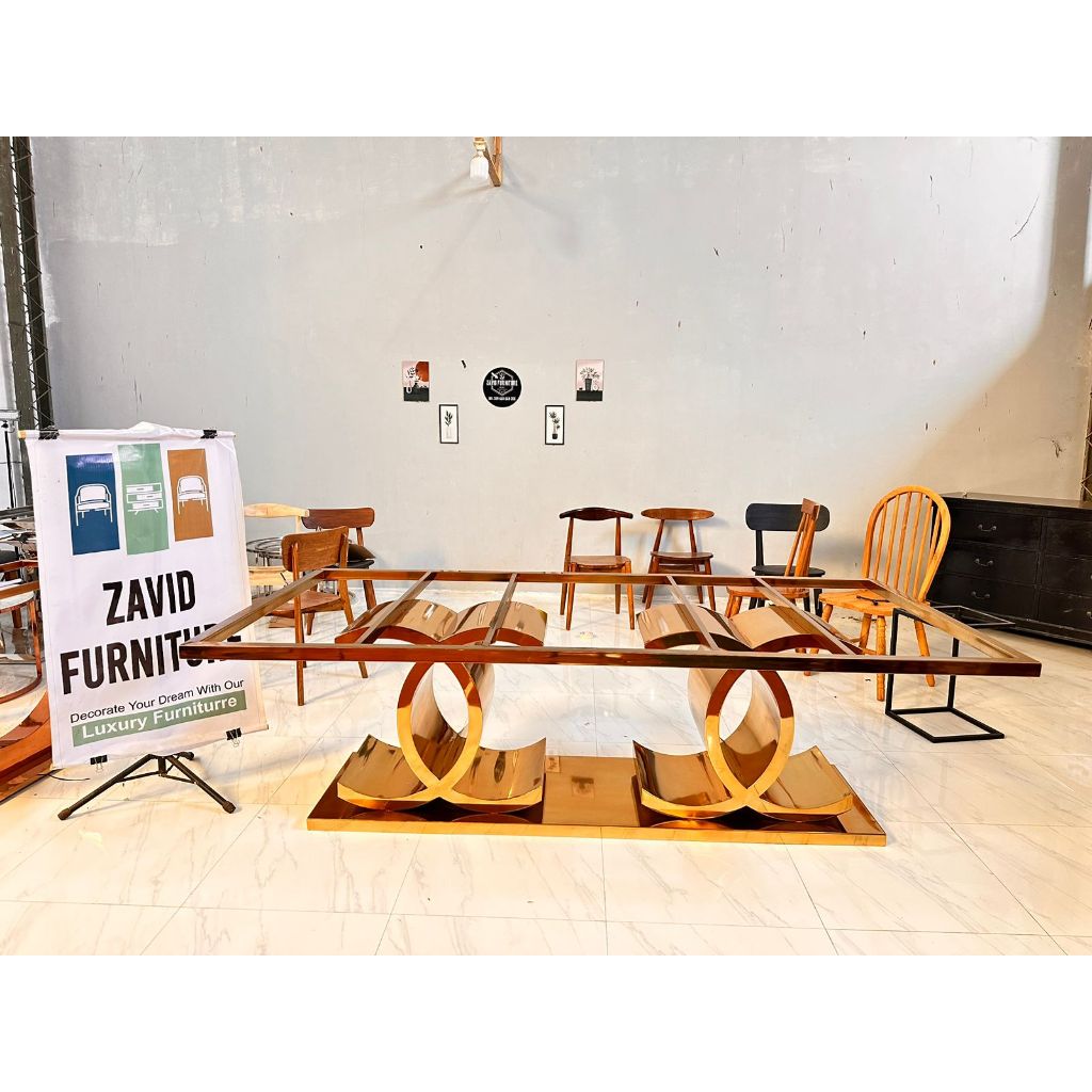 kaki meja makan stainless, kaki meja makan chanel, kaki meja makan stainless chanel, rangka kaki mej