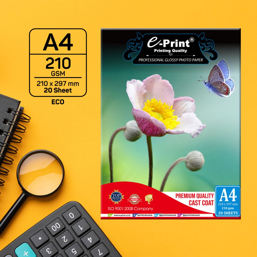

Kertas Foto e-Print Glossy Photo Paper A4 Back Print ECO 210 gsm