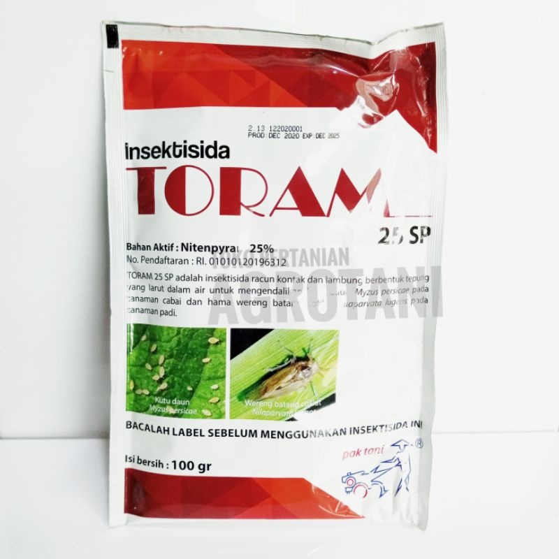 Insektisida Toram 25 SP @100 gram Nitenpyram Obat Pembasmi Kutu Daun Cabai dan Wereng Padi