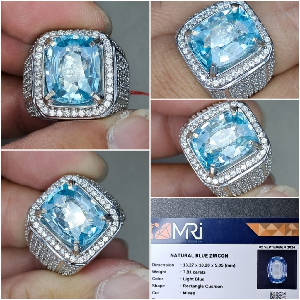 Natural Blue Zircon Cambodia 7.81cts memo MRI