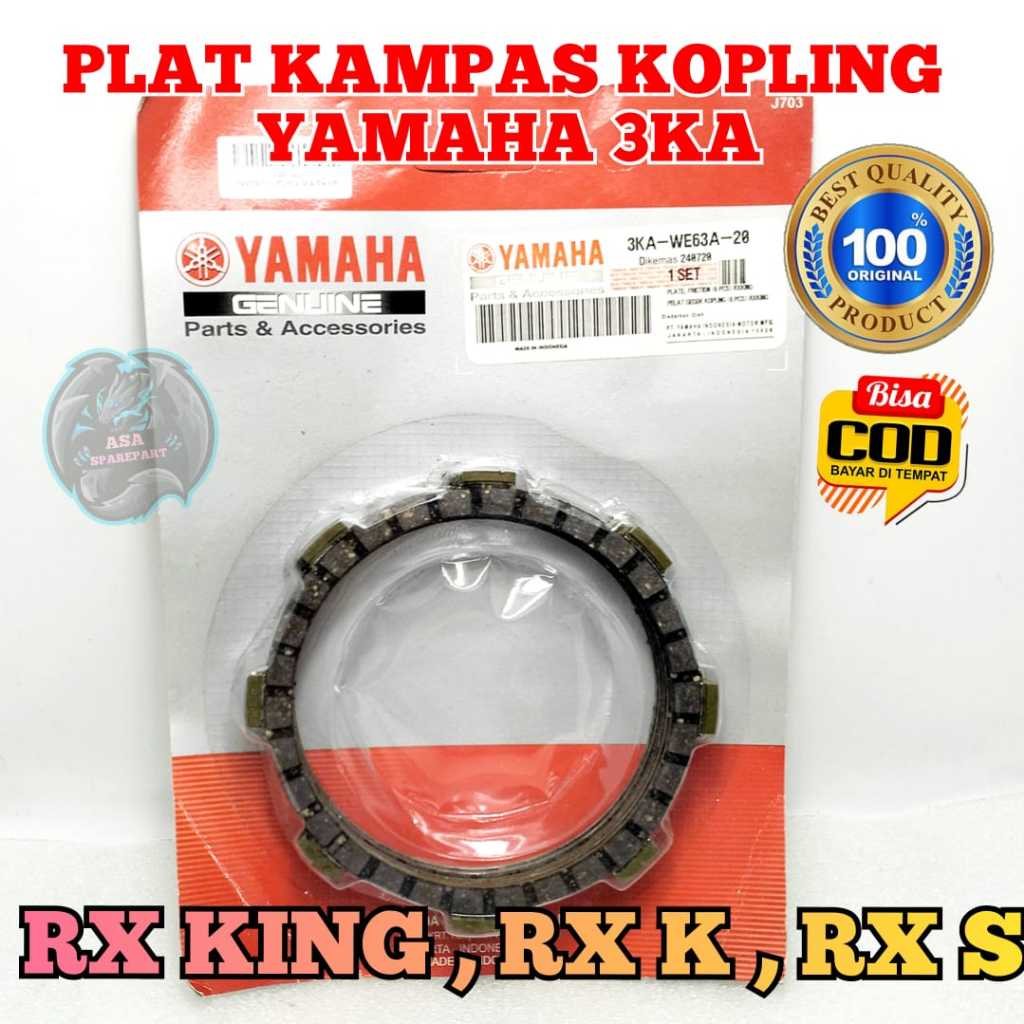 Kampas Kopling Set 3KA Asli Original Motor Yamaha RX King Rx K Master New Kanvas Kopleng Kanfas kamf