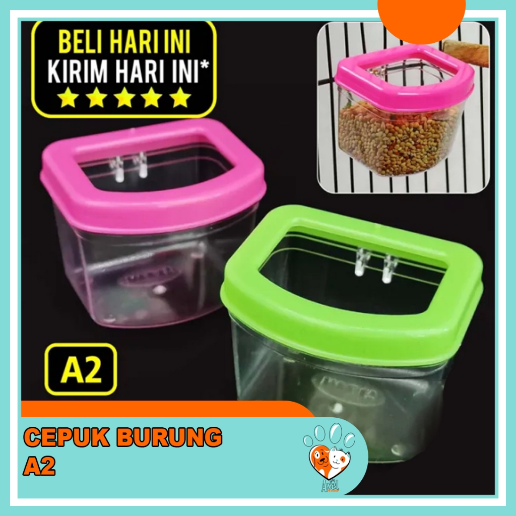 Cepuk Burung A2 Cangkir Tempat Wadah Pakan Makan Minum Burung Lovebird Murai Pleci Kenari Trucuk Cep