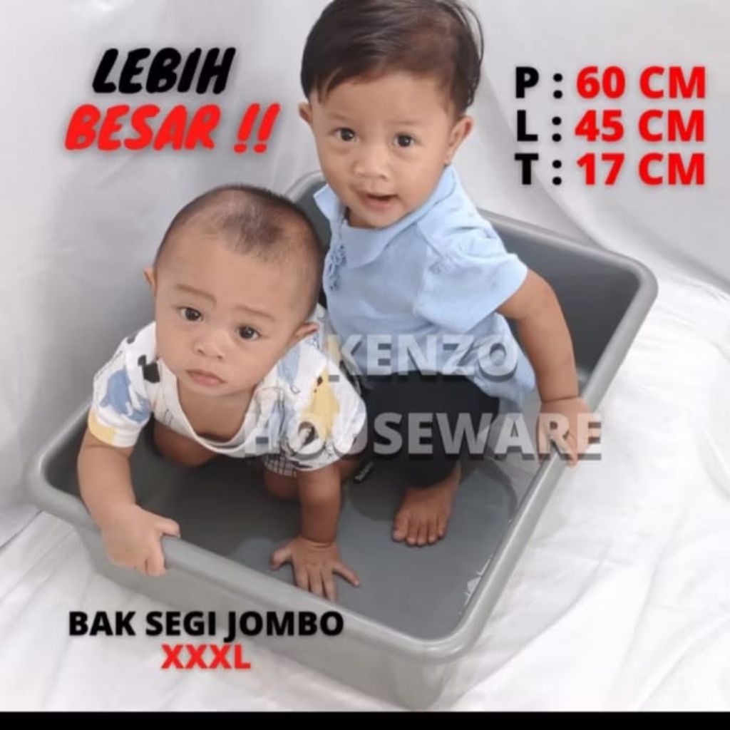 bak segi abu taiwan 60x45x17cm bak segi jumbo besar ukuran xl box pasir baskom segi bak besar tempat