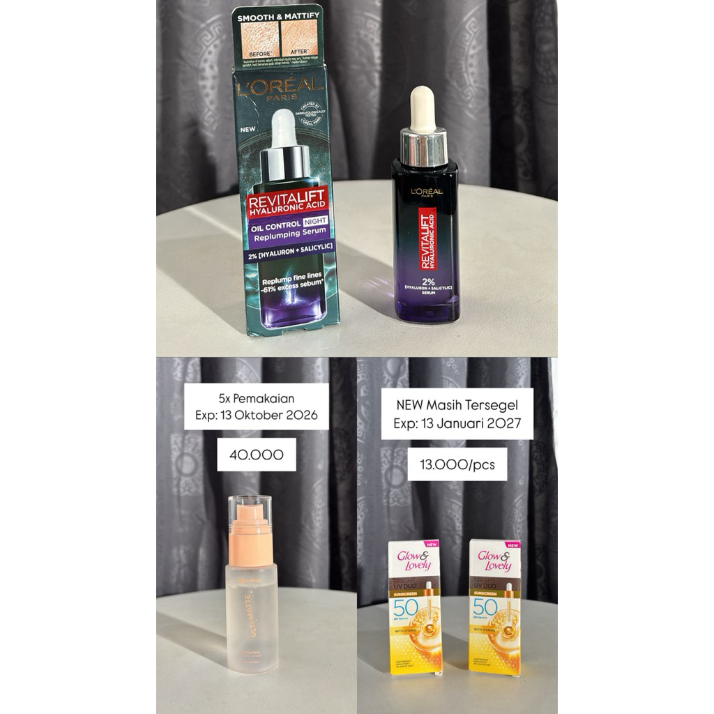 Bundling Skincare Loreal Paris Revitalift Hyaluronic Acid Luxcrime Oil Control Setting Spray Glow An