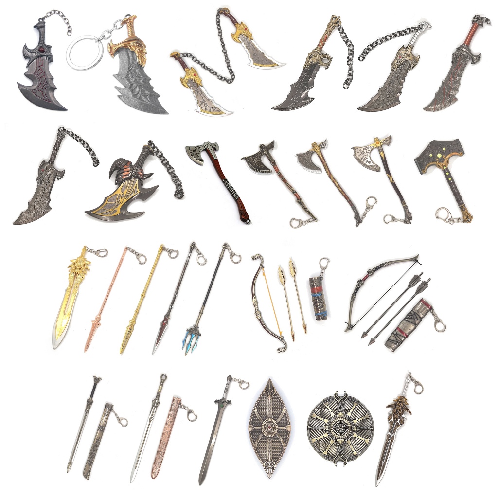Keychain gantungan kunci game god of war weapon kratos axe leviathan