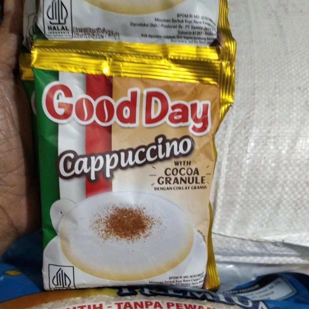 

Good day Cappuccino cocoa granule renteng isi 10 saset